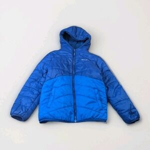 Eddie Bauer Youth Boys Blue Reversible Quilted Fleece Jacket Size L